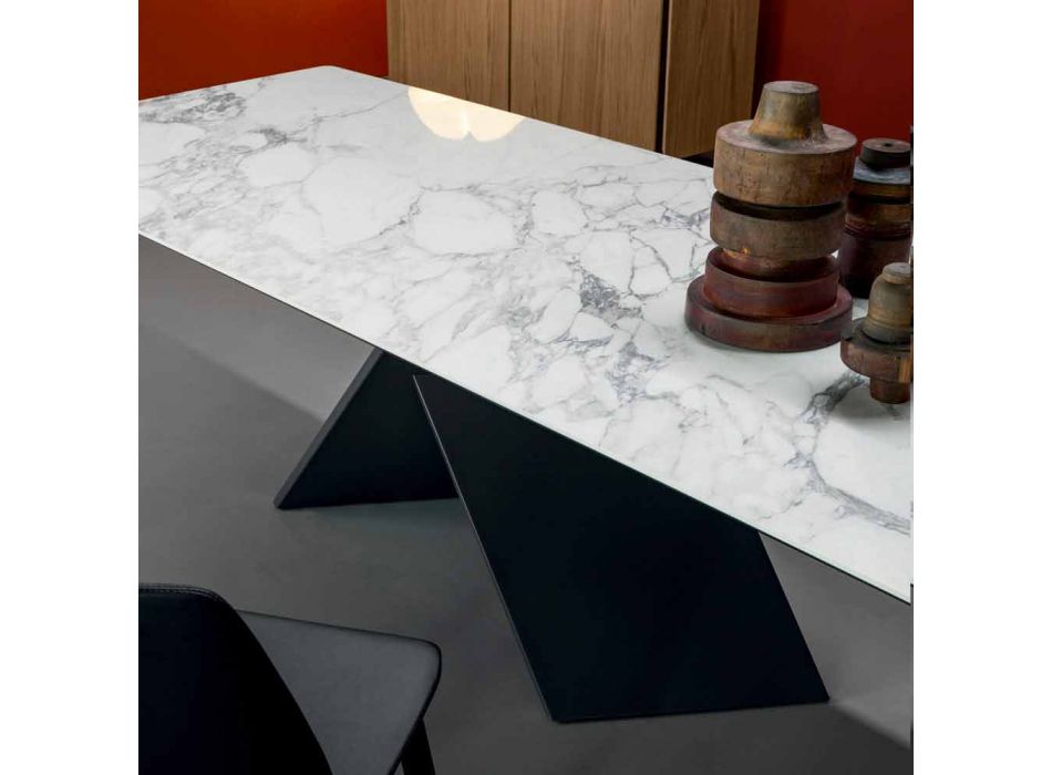 Bonaldo Axe platte designtafel in keramische metalen voet gemaakt in Italië Viadurini