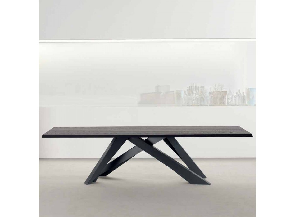 Bonaldo Big Table massief antraciet grijze houten tafel gemaakt in Italië