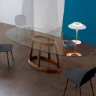 Bonaldo Greeny ovale tafel in kristal en hout ontwerp gemaakt in Italië Viadurini