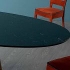 Bonaldo Greeny design ovale tafel in Marquinia marmer gemaakt in Italië Viadurini