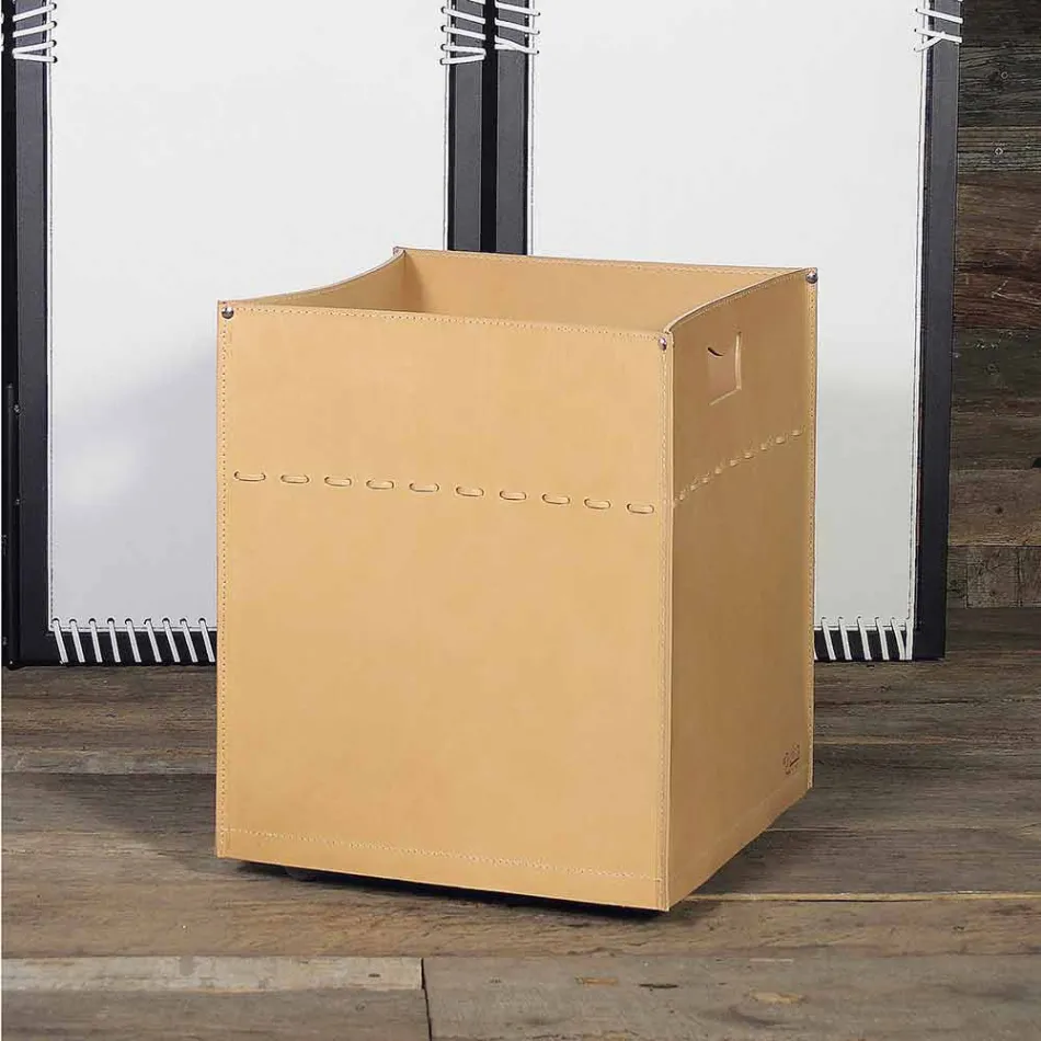 Brandhout tas in neutraal leer 100% gemaakt in Italië Viadurini