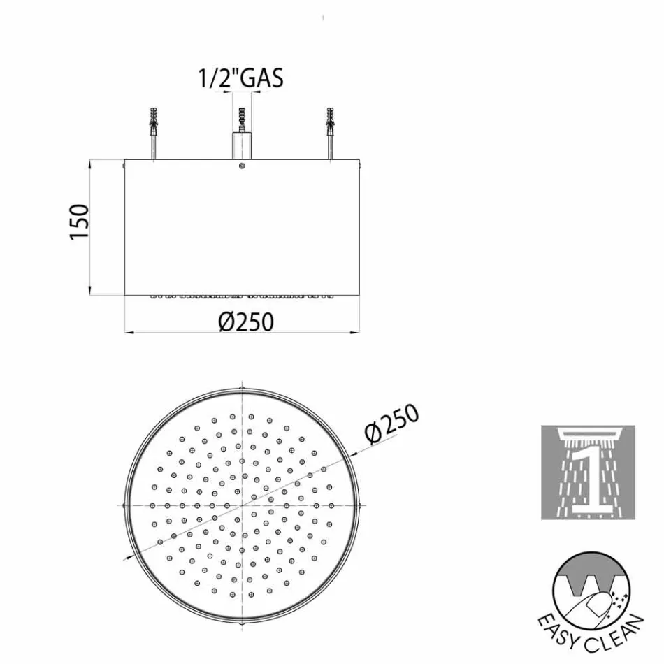 Bossini Oki douchekop door in een straal moderne stijl Viadurini