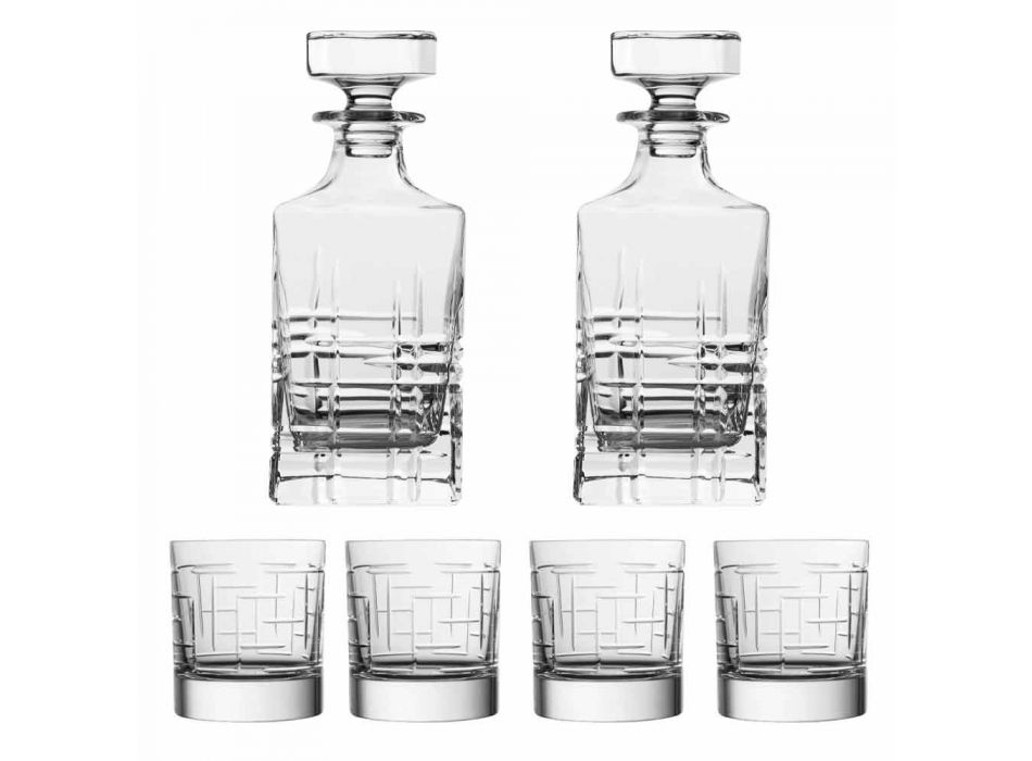 Fles en glazen voor luxe whisky in ecologisch kristal 6 stuks - aritmie