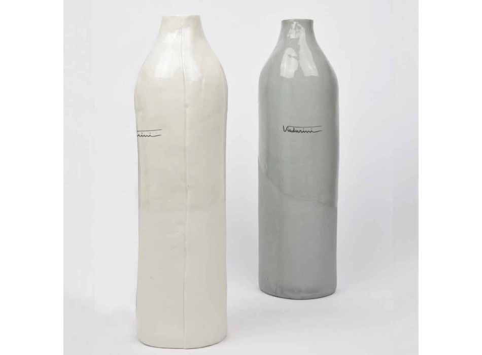 Luxe design witte en grijze porseleinen flessen 2 unieke stukken - Arcivero Viadurini