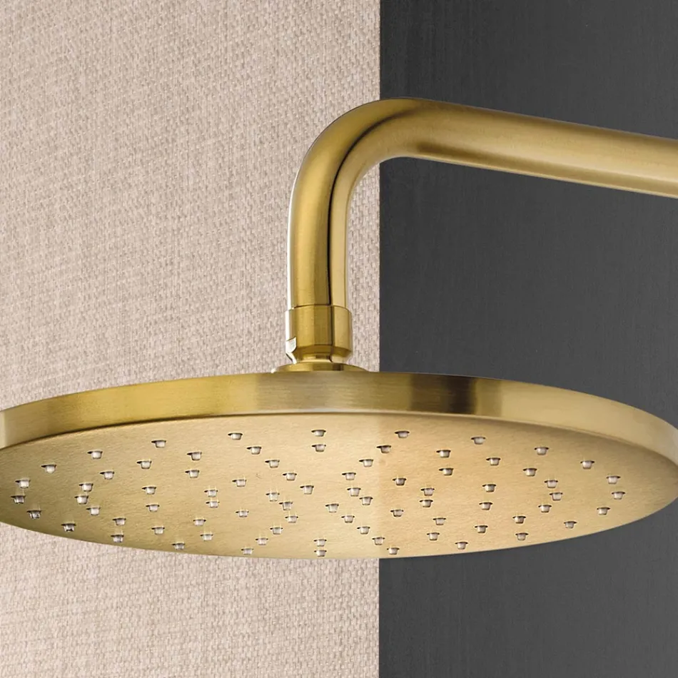 Douchearm met ronde antikalk douchekop in AISI 316L staal - Artigli Viadurini