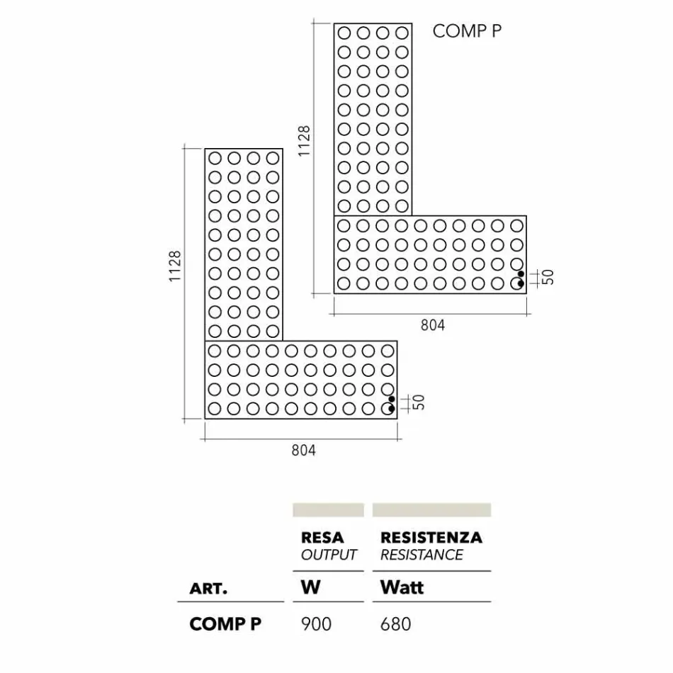 Baksteen radiator hydraulische lego gemaakt in Italië Scirocco H Viadurini