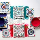 Wijn- of waterbeker in gekleurd of transparant glas met decoraties, 12 stuks - Rocca Viadurini