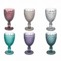 Wijn- of waterbeker in gekleurd of transparant glas met decoraties, 12 stuks - Rocca