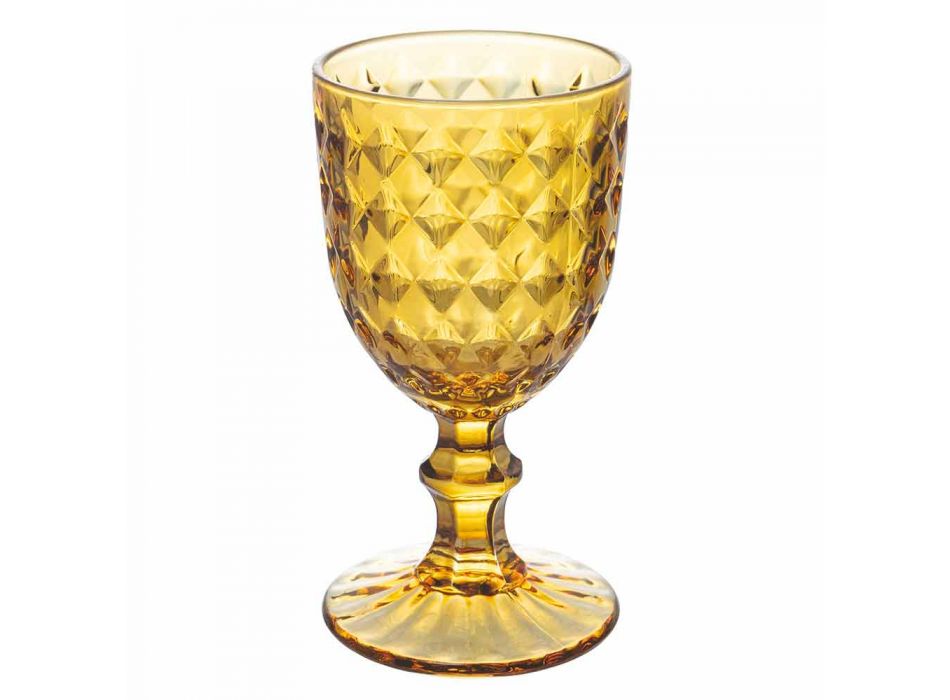 Gekleurde glazen bekers in reliëf gedecoreerd glas, 12 stuks - Angers Viadurini