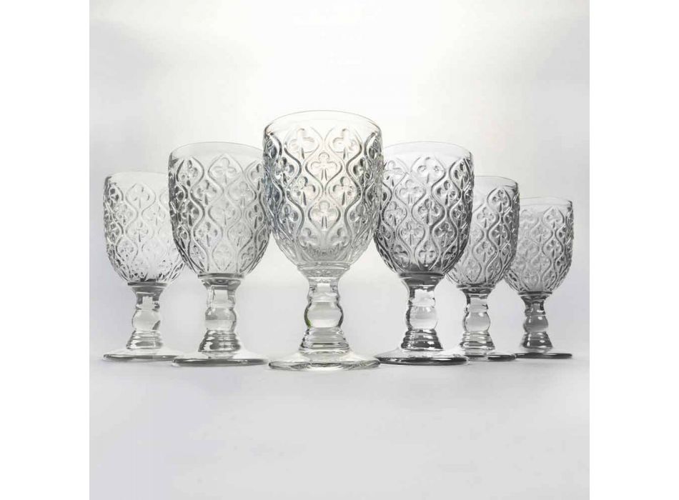 Wijnglazen van transparant glas met Arabesque decoratie 12 stuks - Marokko Viadurini