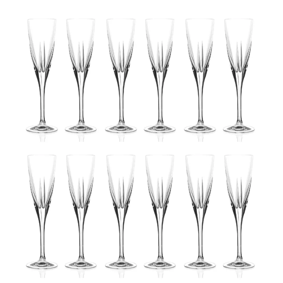 Fluitglazen in gekleurd of transparant ecologisch kristal 12 stuks - amalgaam Viadurini