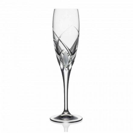 Fluitglazen voor champagnedesign in ecologisch kristal 12 stuks - Montecristo Viadurini