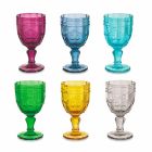 Gekleurde wijnbekers in glas met Arabescato-decoratie, 12-delig servies - schroef Viadurini