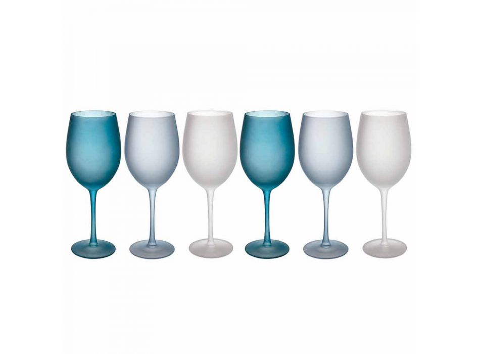 Gekleurde wijnglazen in matglas met ijseffect, 12 stuks - herfst Viadurini
