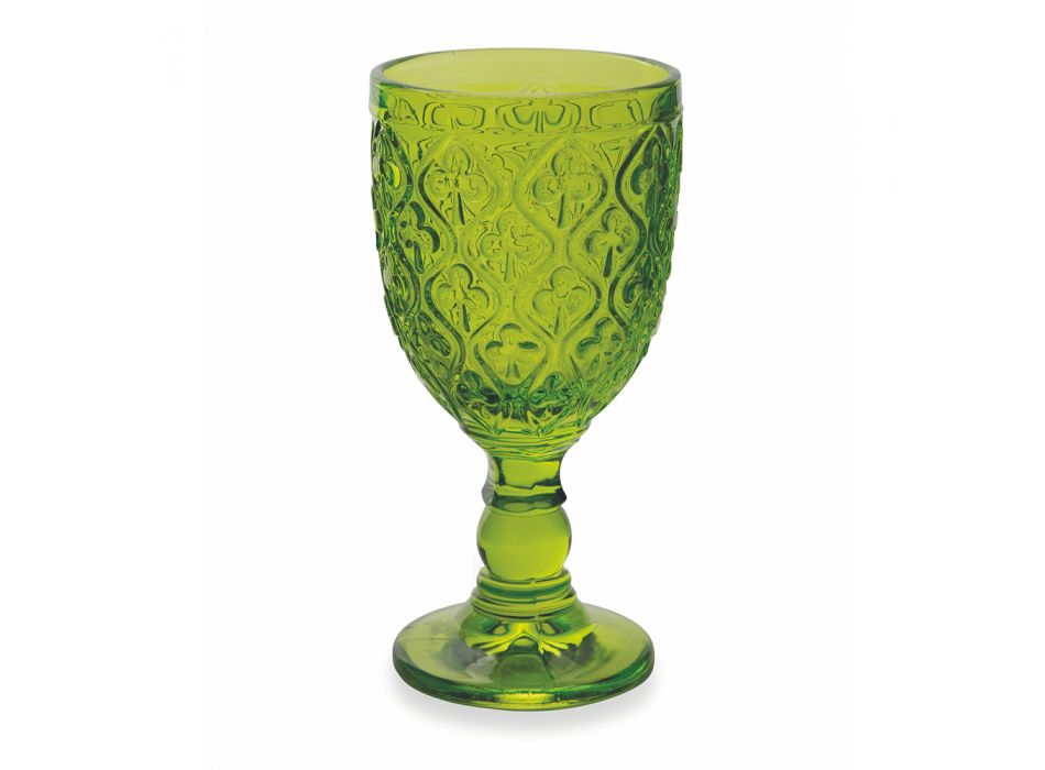 Wijn- of Waterbekers in Gekleurd Glas en Arabesque Decoratie 12 Stuks - Marokko Viadurini
