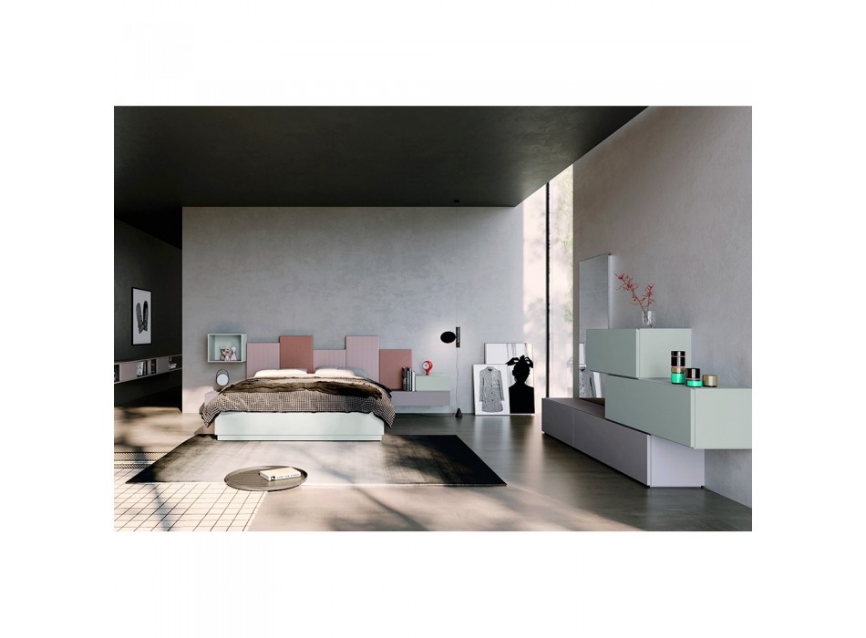 Complete slaapkamer met 5 elementen Made in Italy Hoge kwaliteit - Quartz Viadurini