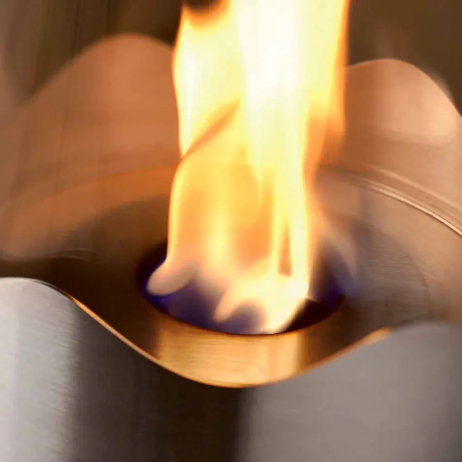 Open haard Bioethanol uit roestvrij staal en glas tafel Leon, made in Italy Viadurini