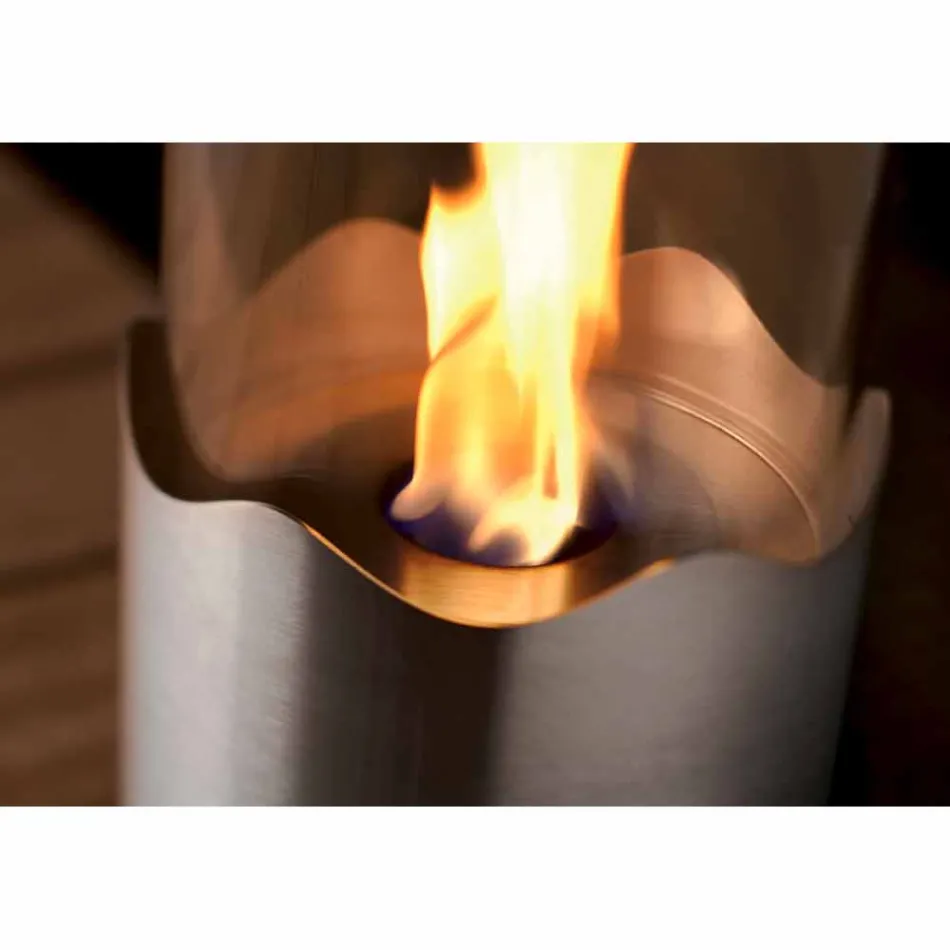 Open haard Bioethanol uit roestvrij staal en glas tafel Leon, made in Italy Viadurini