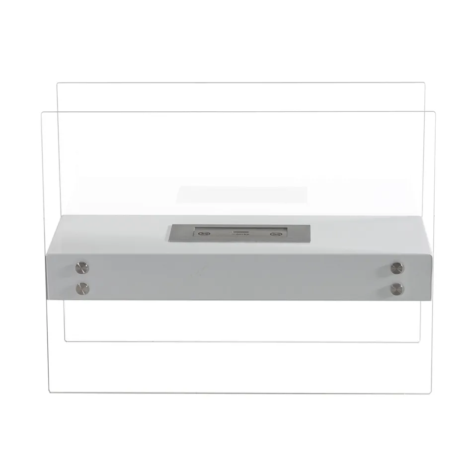 Bio-ethanol vloerhaard in wit metaal en gehard glas - Timon Viadurini