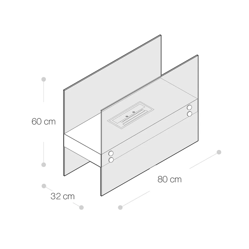 Bio-ethanol vloerhaard in wit metaal en gehard glas - Timon Viadurini