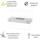 Bio-ethanol vloerhaard in wit metaal en gehard glas - Timon Viadurini