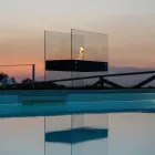 Bio-ethanol vloerhaard in zwart metaal en gehard glas - Violante Viadurini