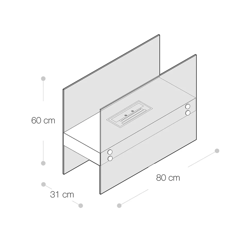 Bio-ethanol vloerhaard in zwart metaal en gehard glas - Violante Viadurini