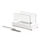 Bio-ethanol tafelhaard van gehard glas en metaal - zilver Viadurini