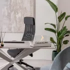 Bio-ethanol tafelhaard van gehard glas en metaal - zilver Viadurini