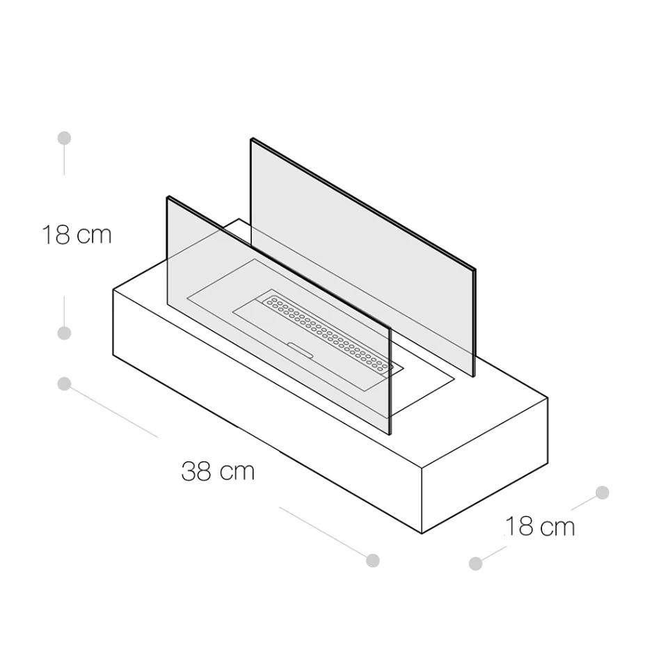 Bio-ethanol tafelhaard van gehard glas en metaal - zilver Viadurini