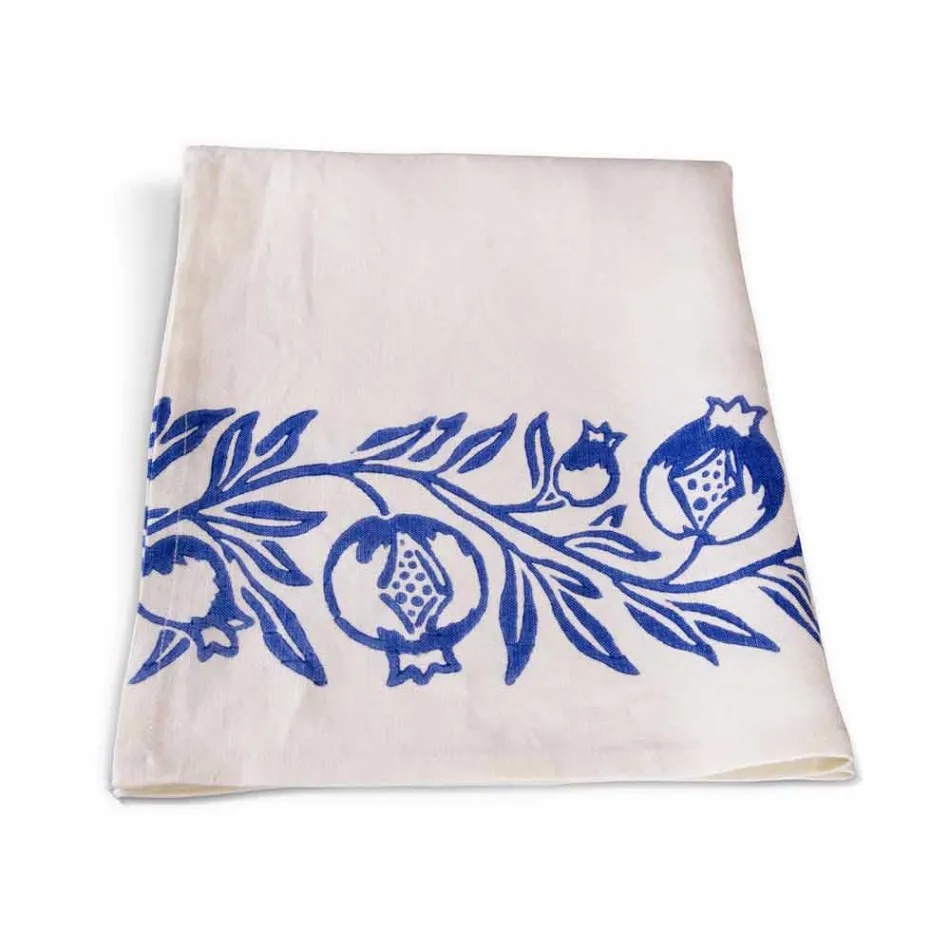 Linnen canvas van Italiaans vakmanschap met handgedrukt ontwerp - handelsmerken Viadurini