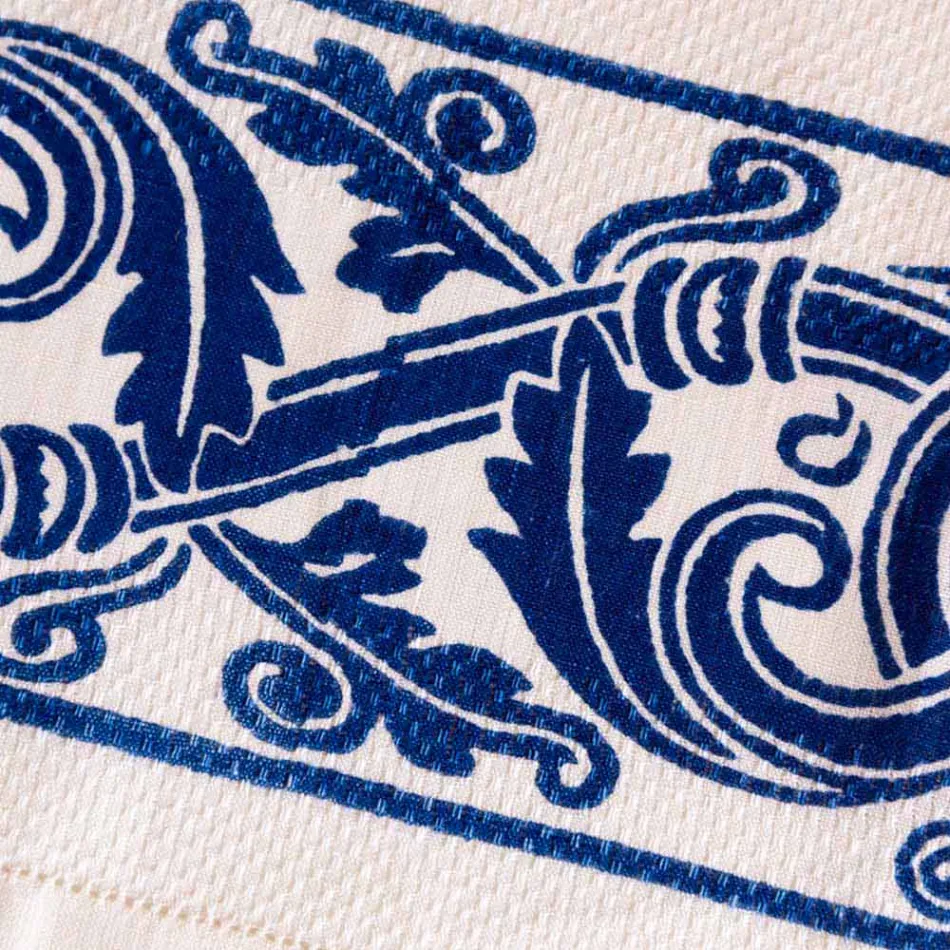 Linnen canvas van Italiaans vakmanschap met handgedrukt ontwerp - handelsmerken Viadurini