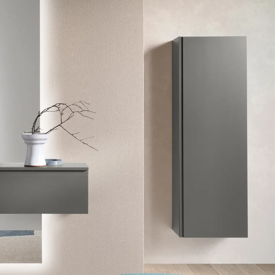 Gelakte melamine kapstok met MDF-deur en interne plank - Lunis Viadurini
