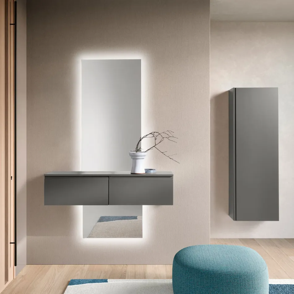 Gelakte melamine kapstok met MDF-deur en interne plank - Lunis Viadurini