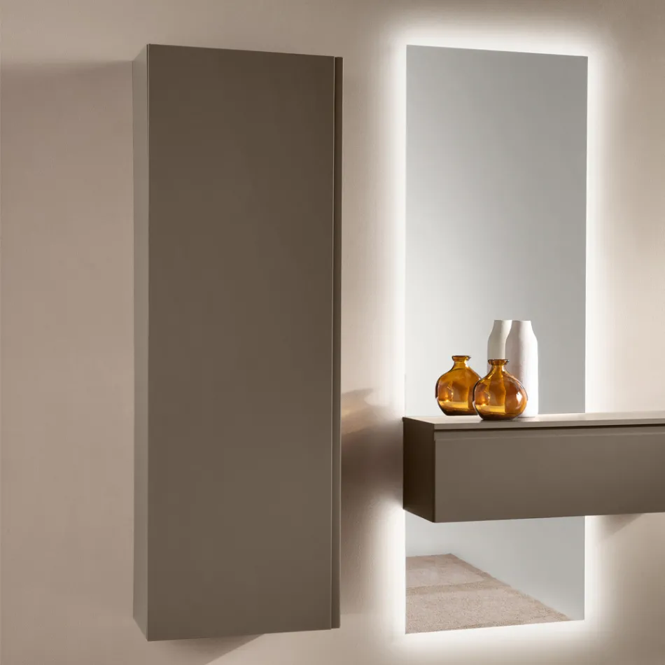 Gelakte melamine kapstok met MDF-deur en interne plank - Lunis Viadurini