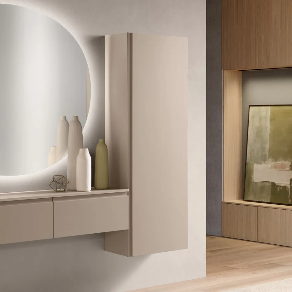 Gelakte melamine kapstok met MDF-deur en interne plank - Lunis Viadurini