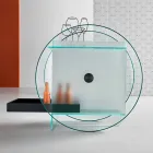 Barwagen van extra helder glas met wielen en uittrekbare lade - Pigolo Viadurini