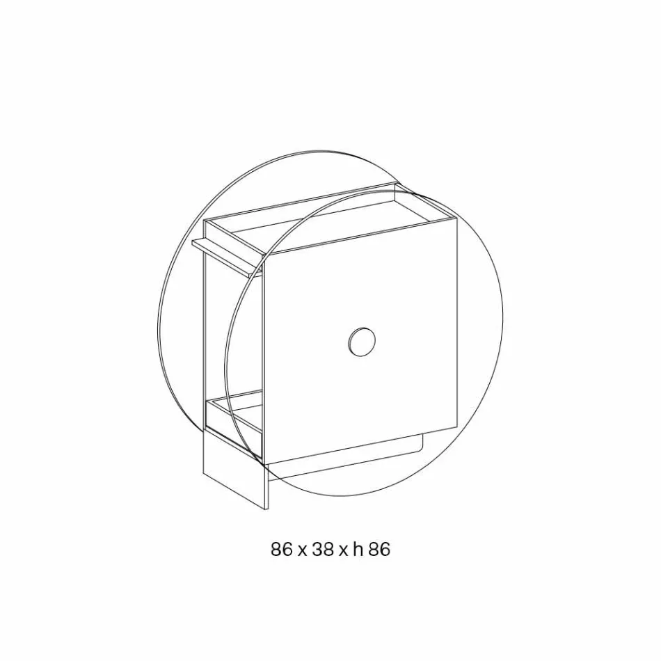 Barwagen van extra helder glas met wielen en uittrekbare lade - Pigolo Viadurini