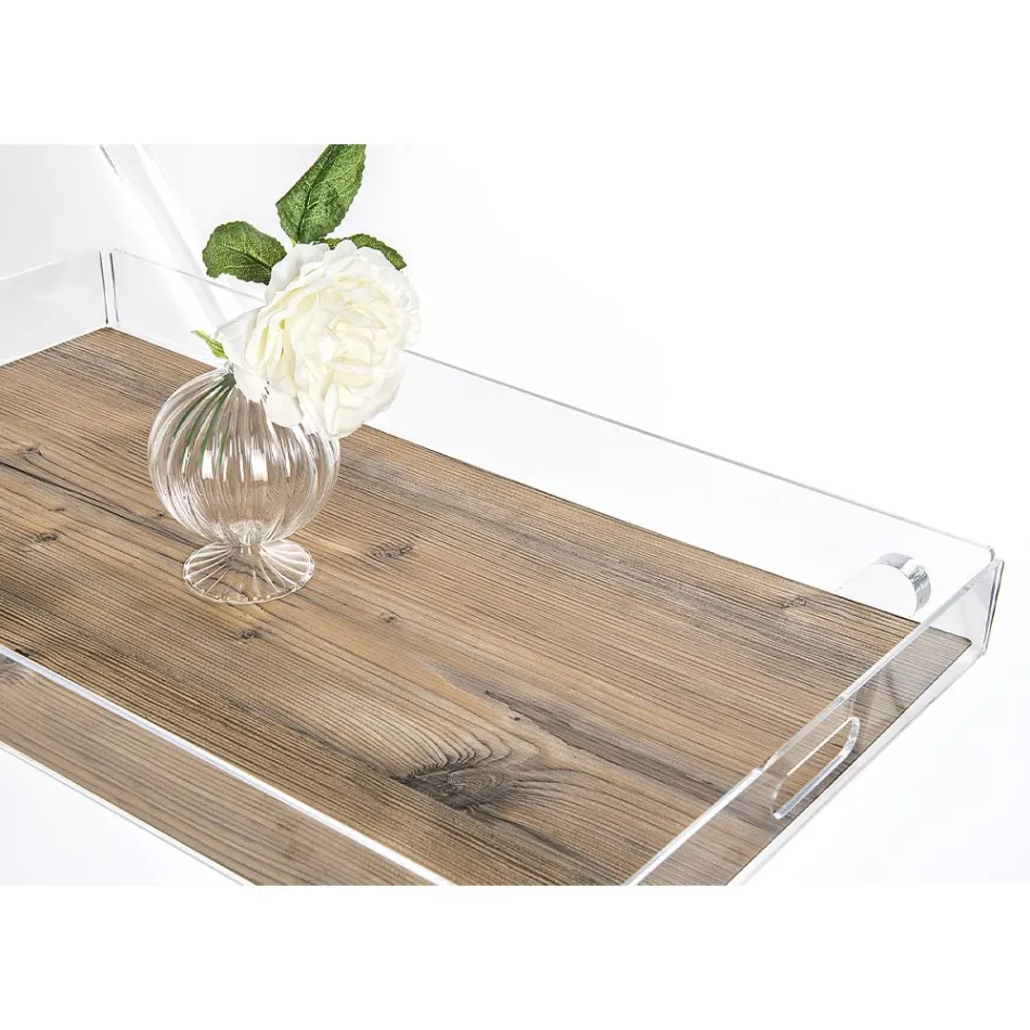 Keukentrolley 4 wielen in transparant plexiglas of met hout - Magimbo Viadurini