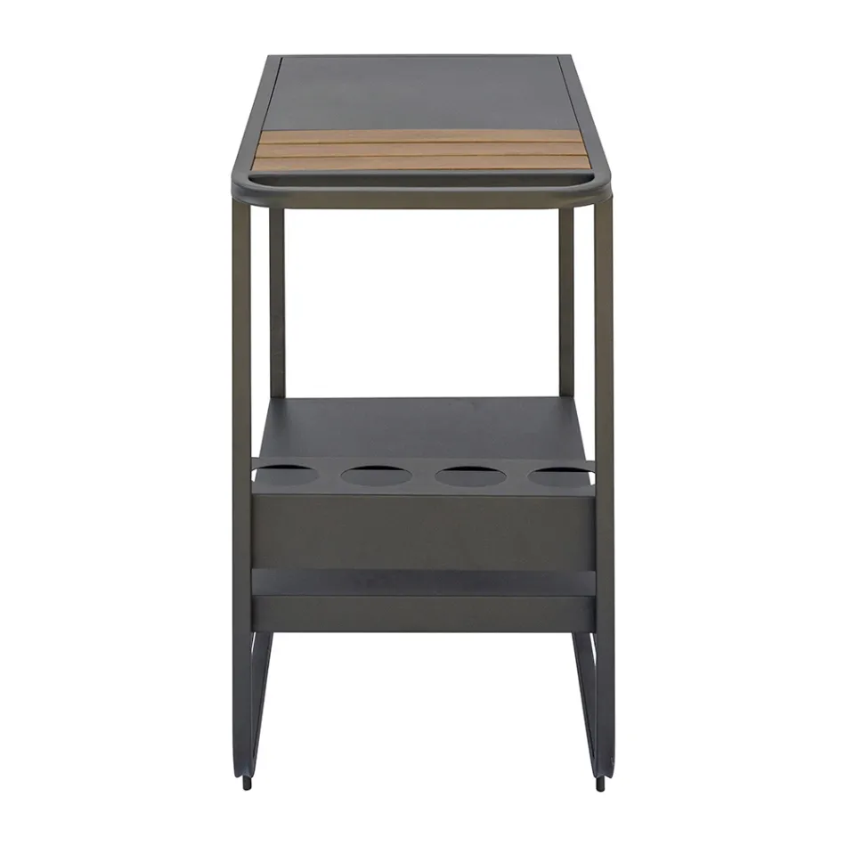 Buitenkar van aluminium en harshout met wielen - Virel Viadurini