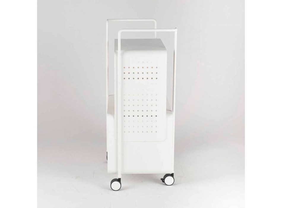 Design trolley van staal met essenblad Made in Italy - Murella Viadurini