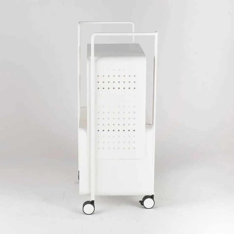 Design trolley van staal met essenblad Made in Italy - Murella Viadurini