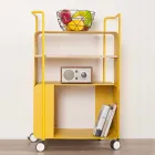 Design trolley van staal met essenblad Made in Italy - Murella Viadurini