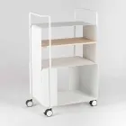 Design trolley van staal met essenblad Made in Italy - Murella Viadurini