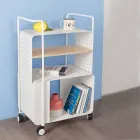 Design trolley van staal met essenblad Made in Italy - Murella Viadurini