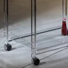 Trolley van transparant acryl met wielen en plank - Arketipo Viadurini