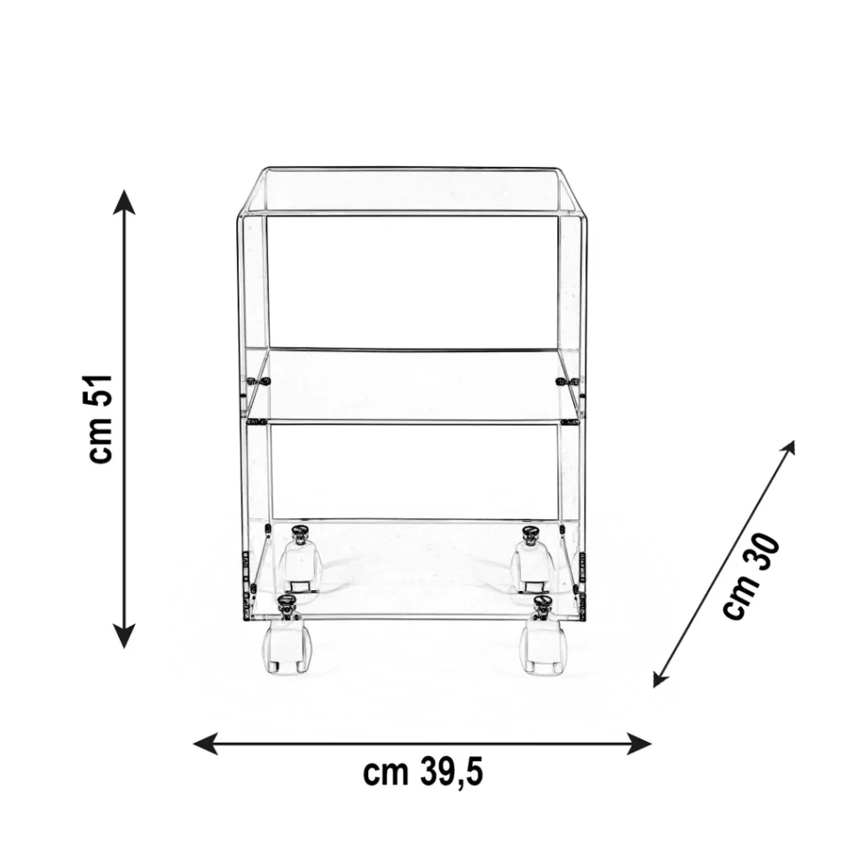 Objectwagen met plexiglas wielen Made in Italy - Rudolf Viadurini