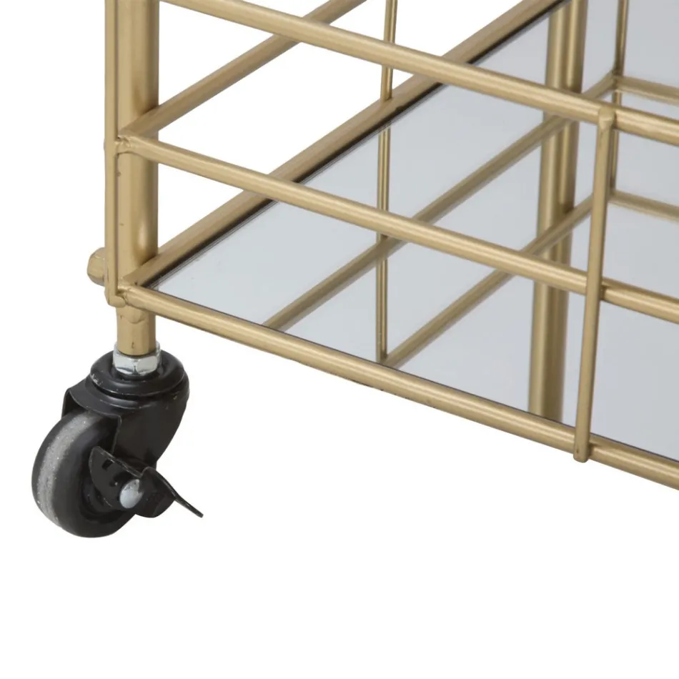 Voedseltrolley met ijzeren structuur gouden afwerking - Viviana Viadurini