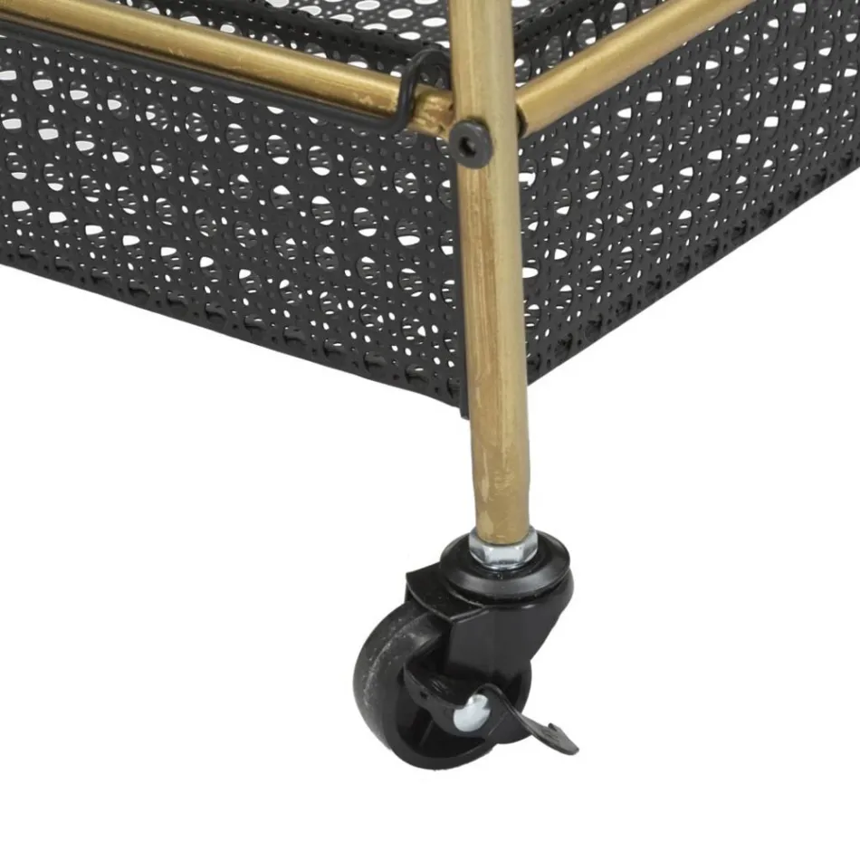 IJzeren voedseltrolley met structuur in gouden afwerking - Elegant Viadurini