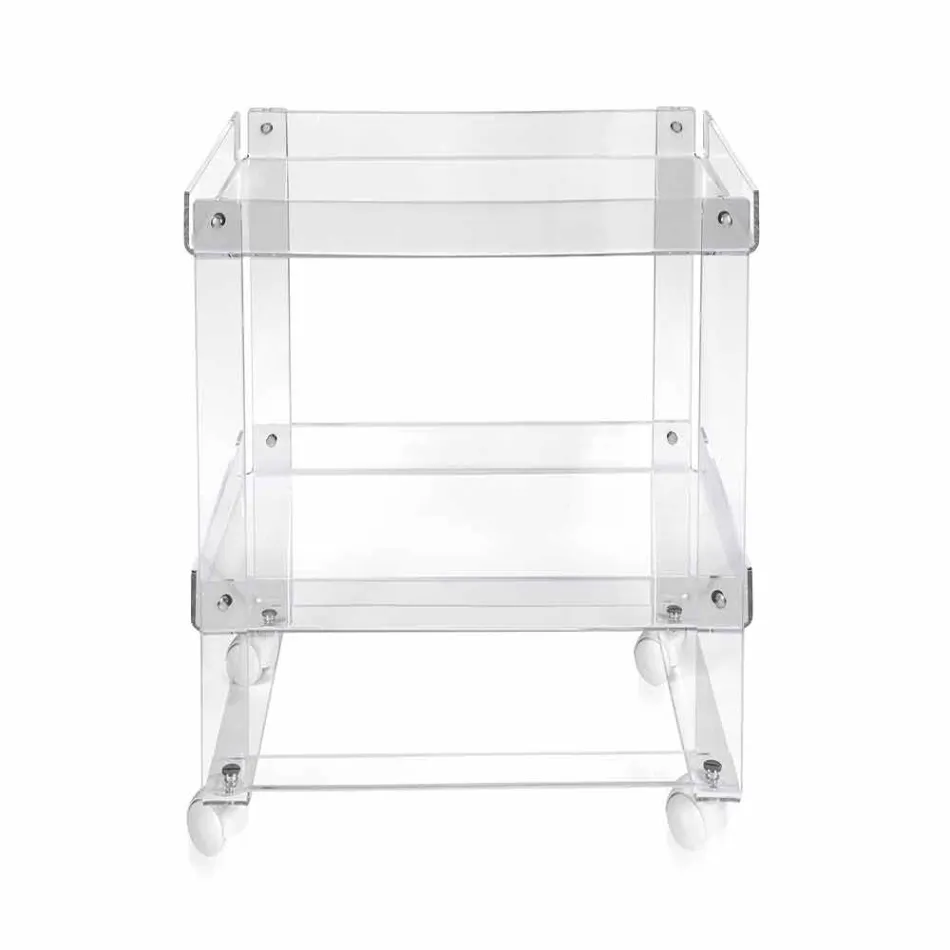Moderne trolley met 2 planken L 60,5 cm in Diso-plexiglas Viadurini